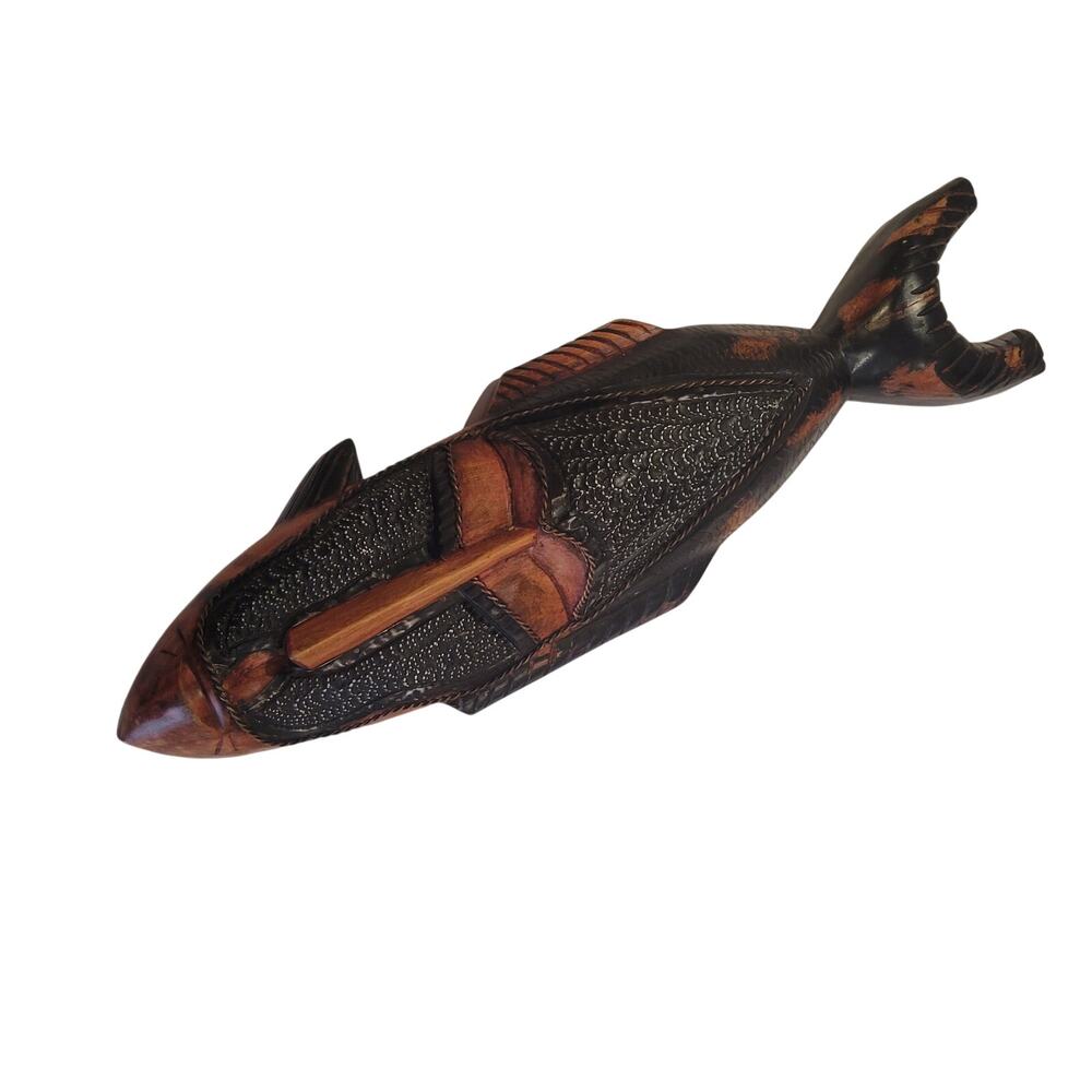 Vintage African Ghana Hand crafted wood wooden mask / fish